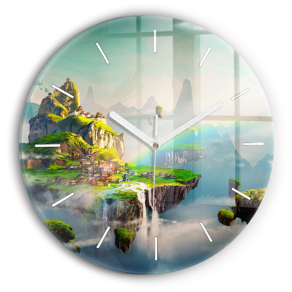 Round glass wall clock Chinese fantasy