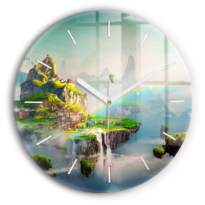 Round glass wall clock Chinese fantasy