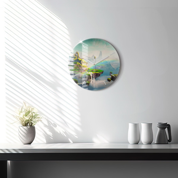 Round glass wall clock Chinese fantasy