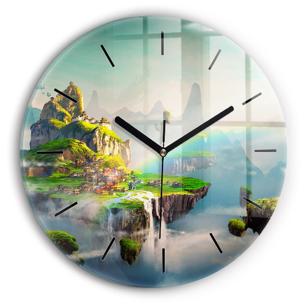 Round glass wall clock Chinese fantasy