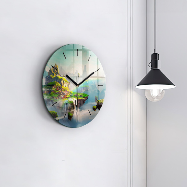 Round glass wall clock Chinese fantasy