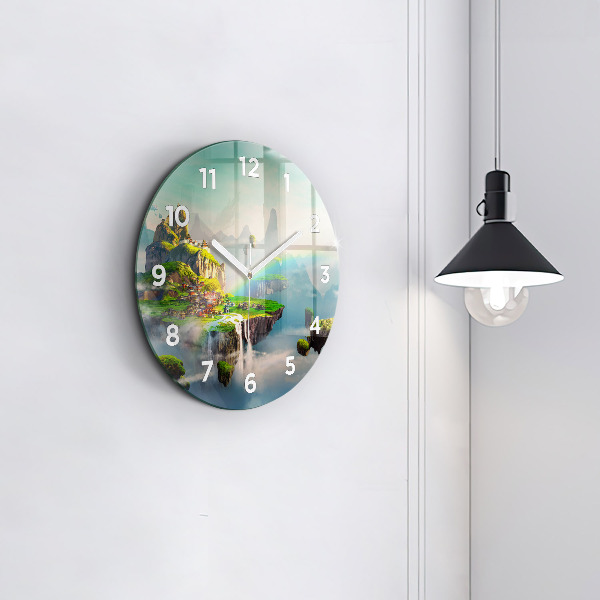 Round glass wall clock Chinese fantasy