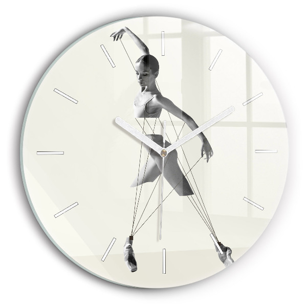 Round glass wall clock Abstract woman dancer