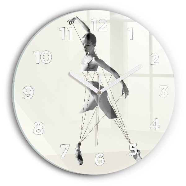 Round glass wall clock Abstract woman dancer