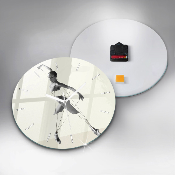 Round glass wall clock Abstract woman dancer
