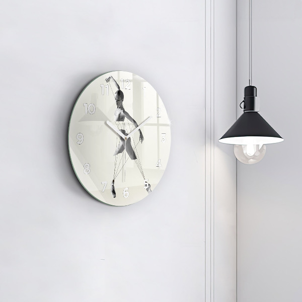 Round glass wall clock Abstract woman dancer