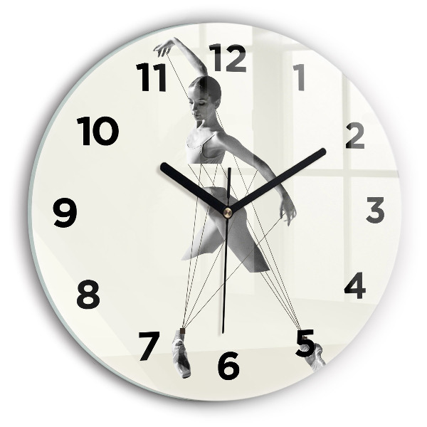 Round glass wall clock Abstract woman dancer