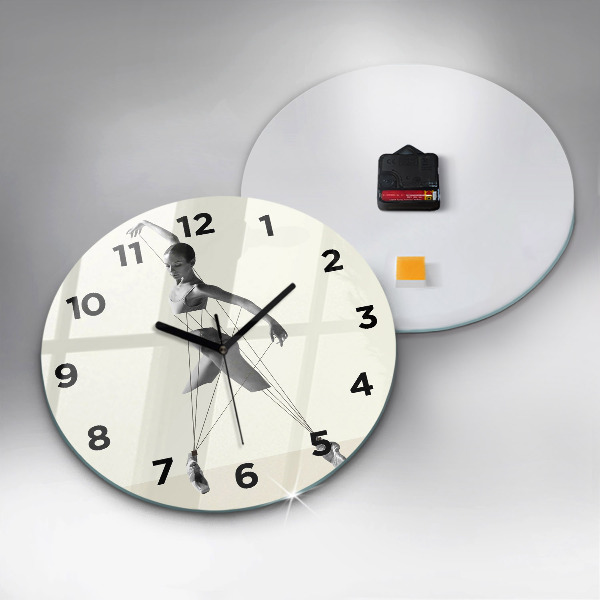Round glass wall clock Abstract woman dancer