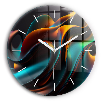 Round glass wall clock Futuristic wave