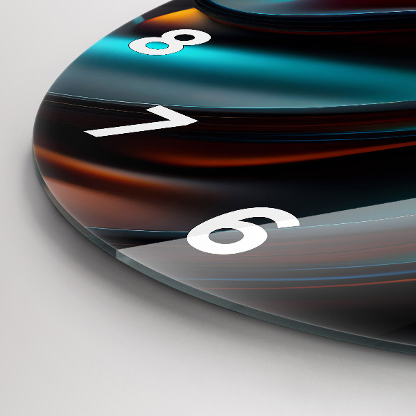 Round glass wall clock Futuristic wave