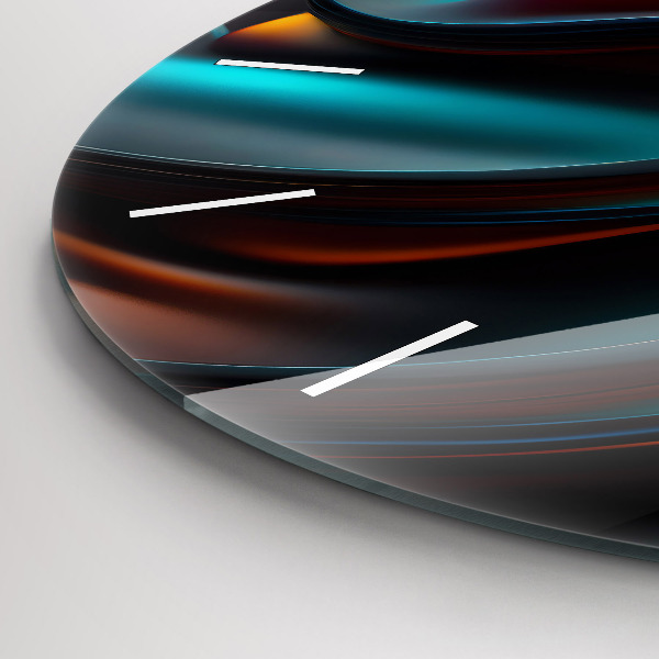 Round glass wall clock Futuristic wave