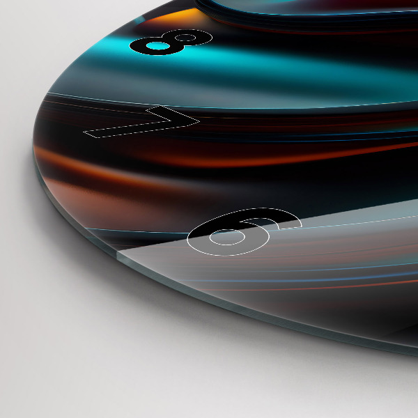 Round glass wall clock Futuristic wave
