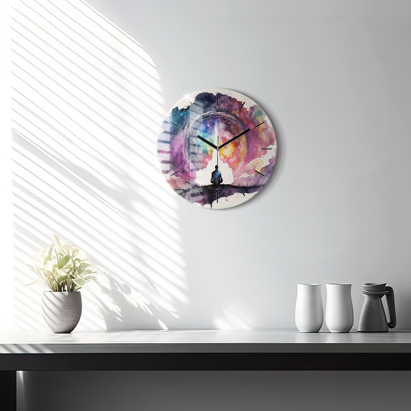 Round glass wall clock Meditation lifestyle