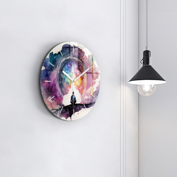 Round glass wall clock Meditation lifestyle