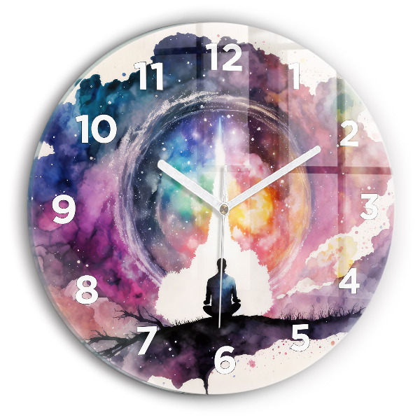 Round glass wall clock Meditation lifestyle
