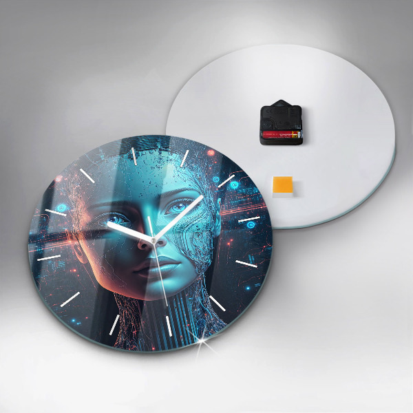 Round glass wall clock Artificial intelligence