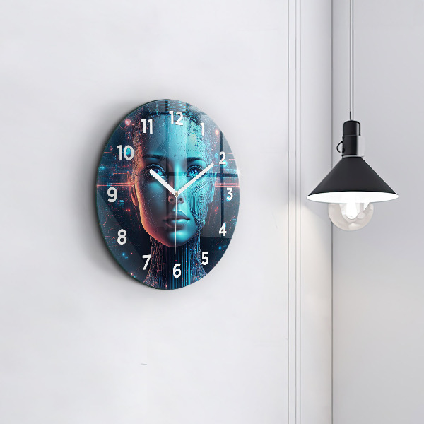 Round glass wall clock Artificial intelligence