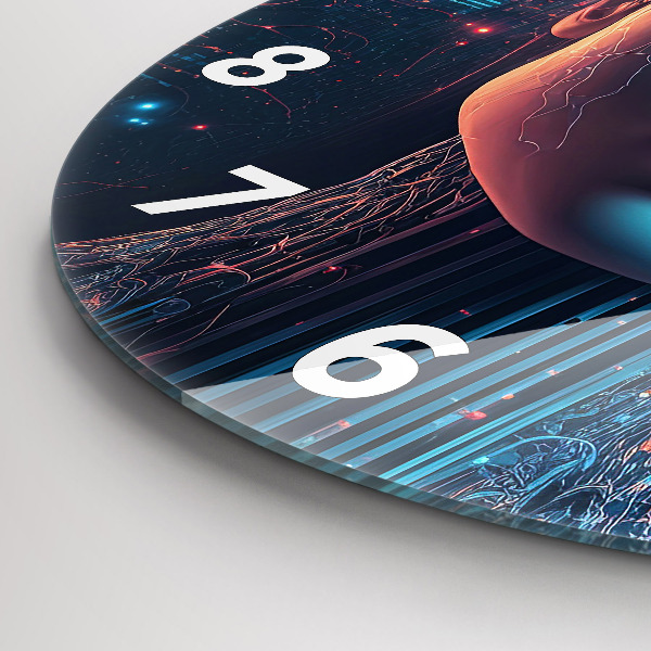 Round glass wall clock Artificial intelligence