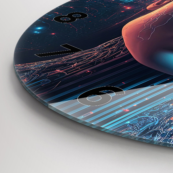 Round glass wall clock Artificial intelligence