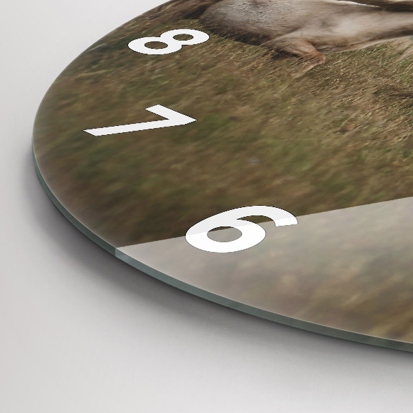 Round glass wall clock Horses at a gallop