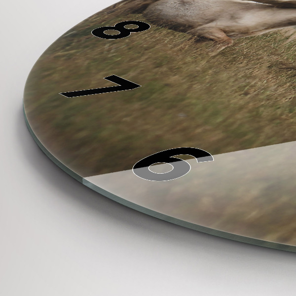 Round glass wall clock Horses at a gallop
