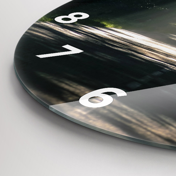 Round glass wall clock Forest road