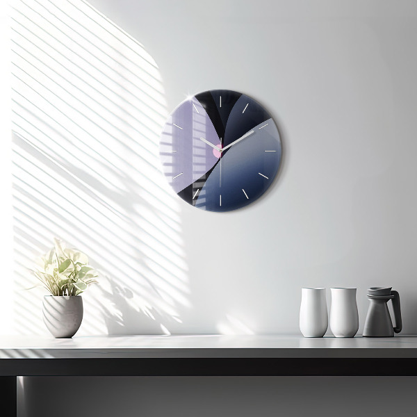 Round glass wall clock Abstraction sun