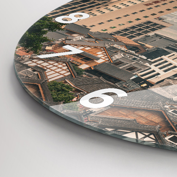 Round glass wall clock Chongqing Old Town