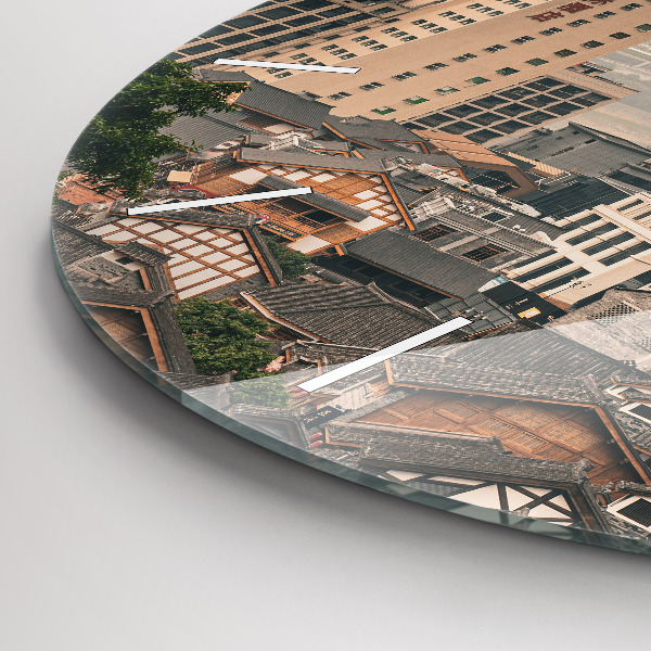 Round glass wall clock Chongqing Old Town