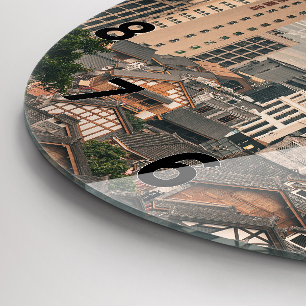 Round glass wall clock Chongqing Old Town
