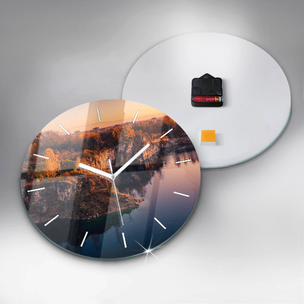 Round glass wall clock Krakow Lake Zakrzówek