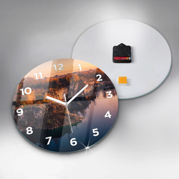 Round glass wall clock Krakow Lake Zakrzówek