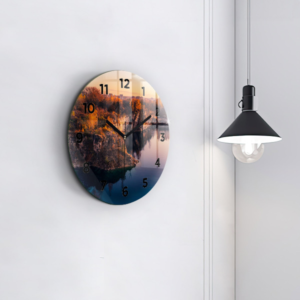 Round glass wall clock Krakow Lake Zakrzówek