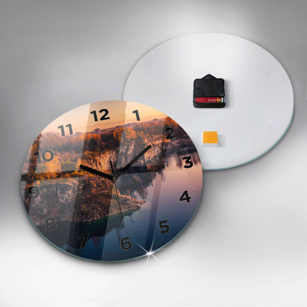 Round glass wall clock Krakow Lake Zakrzówek