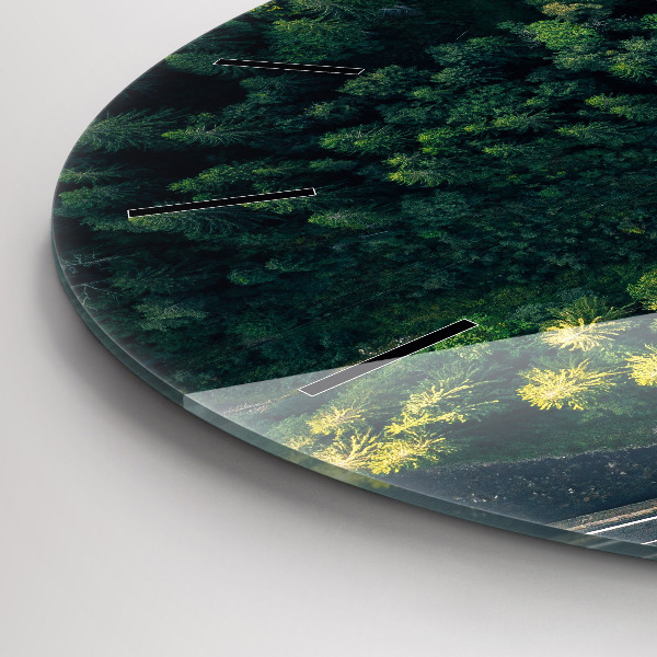 Round glass wall clock Forest from a bird's eye view