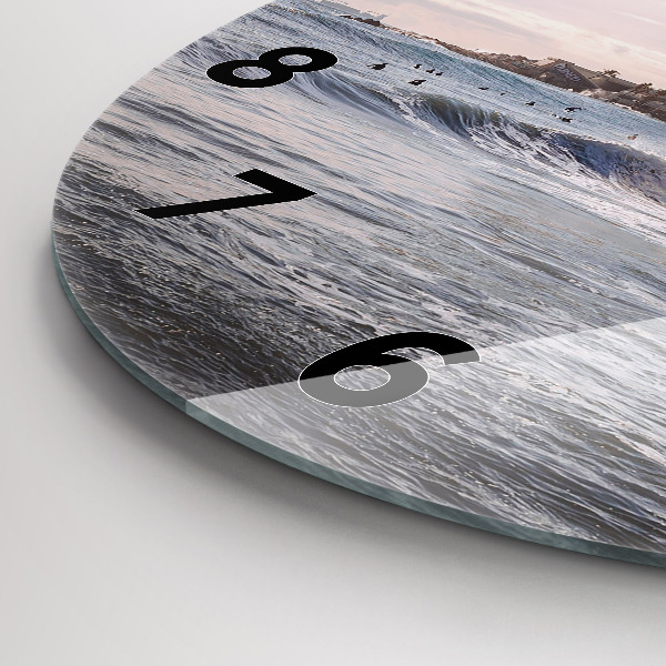 Round glass wall clock Barcelona Surfer