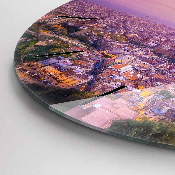 Round glass wall clock Barcelona Bunkers El Carmel