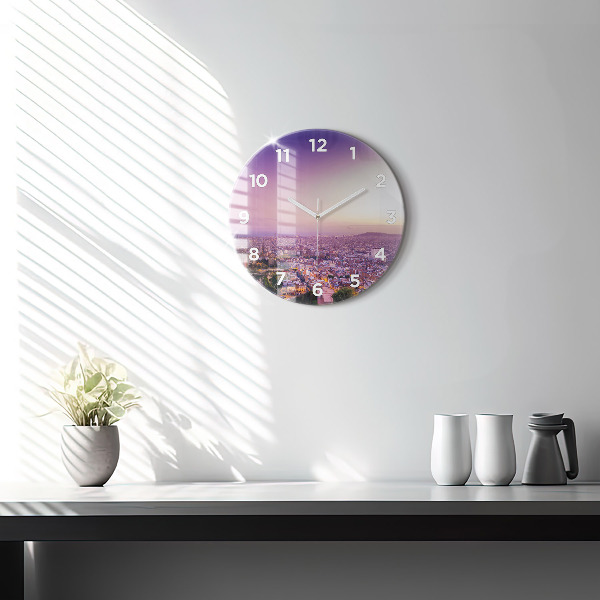Round glass wall clock Barcelona Bunkers El Carmel