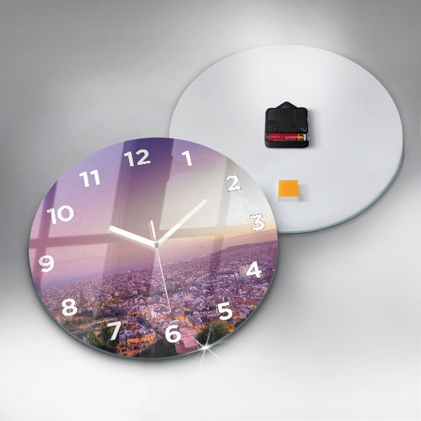 Round glass wall clock Barcelona Bunkers El Carmel