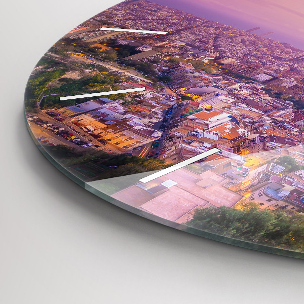 Round glass wall clock Barcelona Bunkers El Carmel