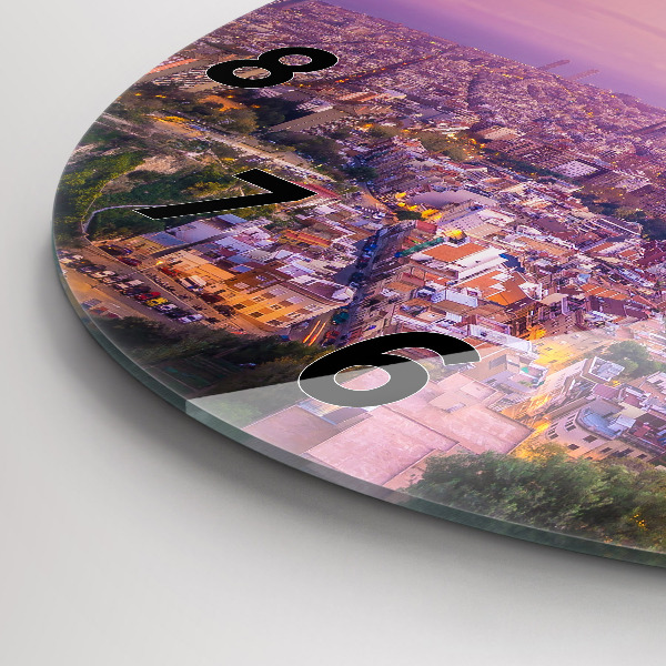 Round glass wall clock Barcelona Bunkers El Carmel