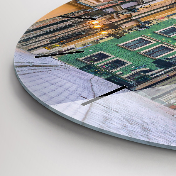 Round glass wall clock Old Town in Warsaw