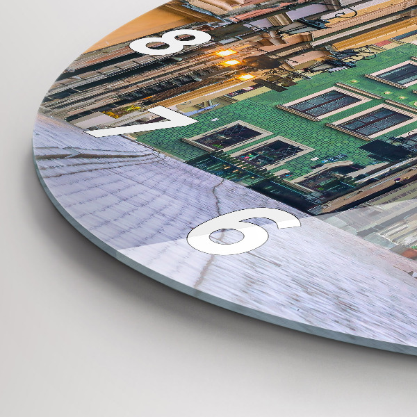 Round glass wall clock Old Town in Warsaw