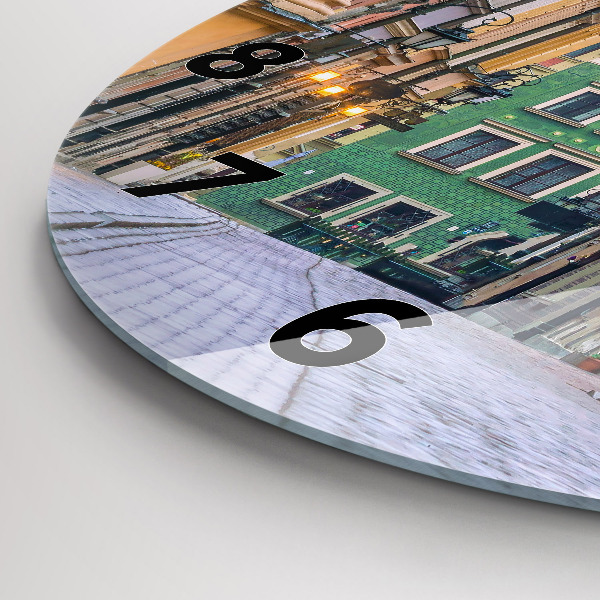 Round glass wall clock Old Town in Warsaw