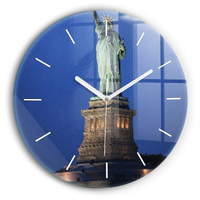 Round glass wall clock Statue of Liberty New York