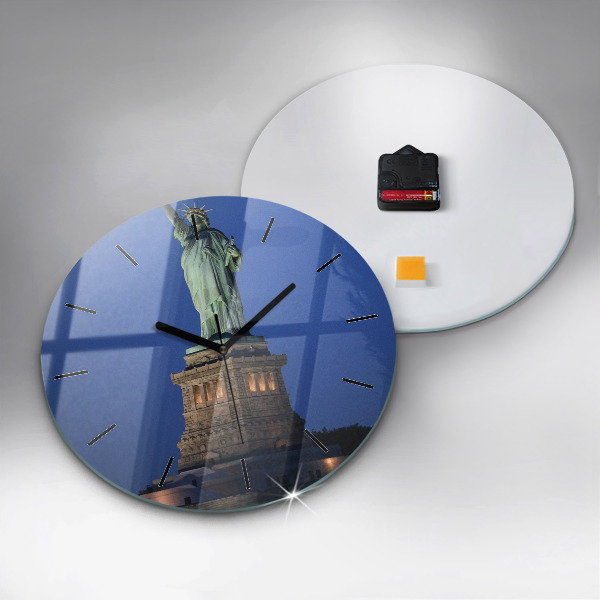 Round glass wall clock Statue of Liberty New York