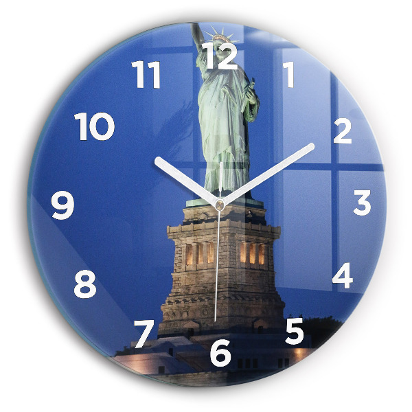 Round glass wall clock Statue of Liberty New York