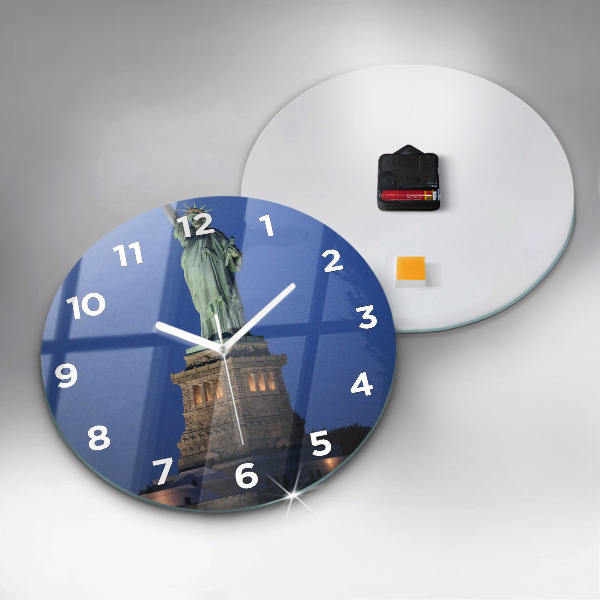 Round glass wall clock Statue of Liberty New York