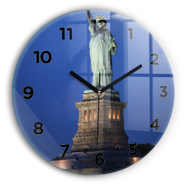 Round glass wall clock Statue of Liberty New York