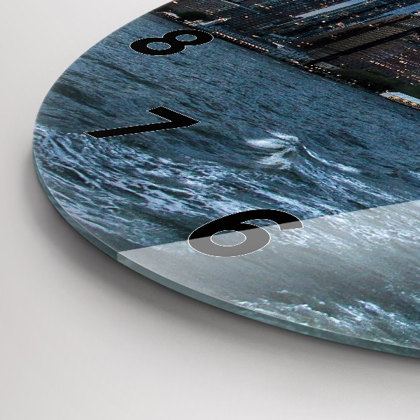 Round glass wall clock New York Panorama